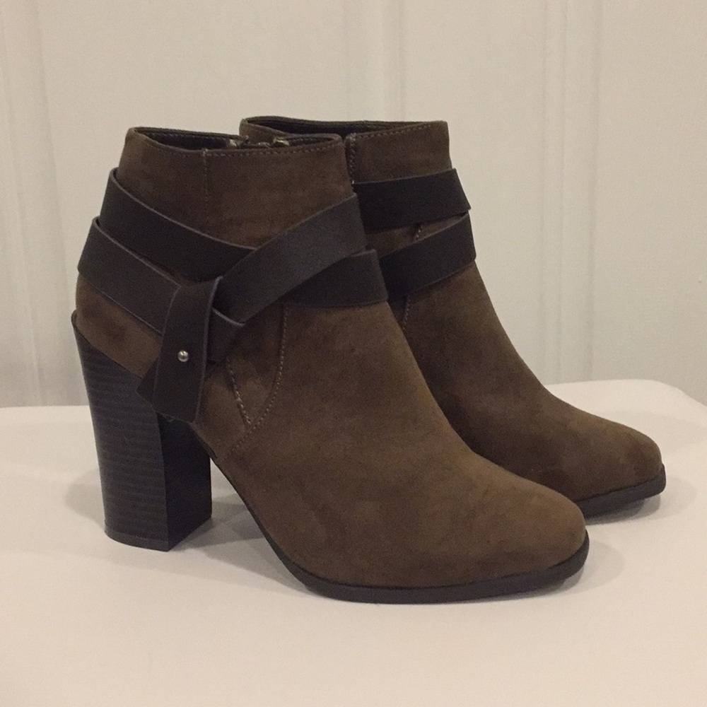 Olive suede booties